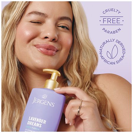 Jergens Shea Fushion Body Lotion, Moisturizer Pump Bottle Lavender