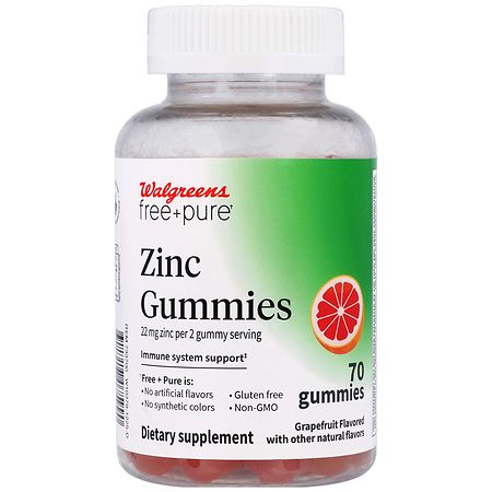 Walgreens Free & Pure Zinc 22 mg Gummies Grapefruit - 70.0 ea