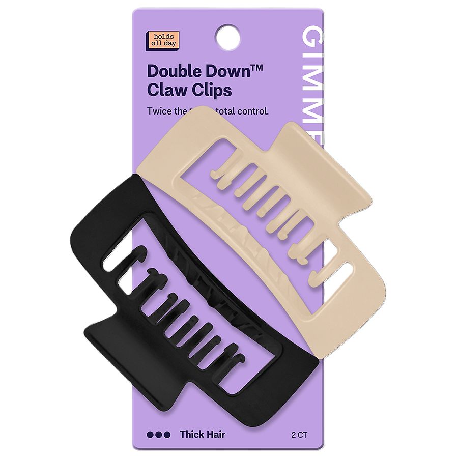 Gimme Thick Double Teeth Rectangle Claw Clips Thick Hair Black / Tan