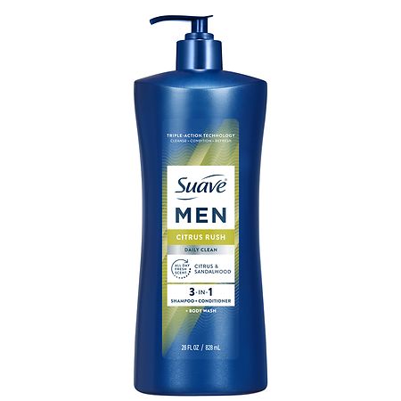 Suave Men Daily Clean 3-in-1 Shampoo, Conditioner & Body Wash Citrus Rush - 28.0 fl oz
