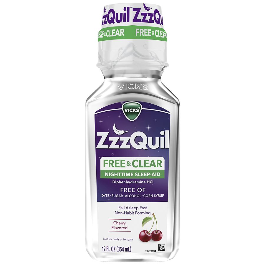 Vicks ZzzQuil Free & Clear Nighttime Liquid Sleep-Aid Cherry