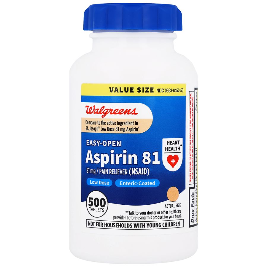 Walgreens Easy-Open Aspirin 81 mg Low Dose Enteric-Coated Tablets