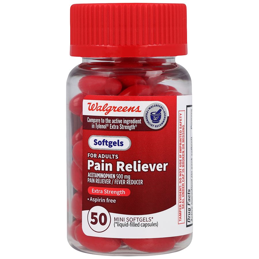 Walgreens Pain Reliever Acetaminophen 500 mg Mini Softgels Extra Strength