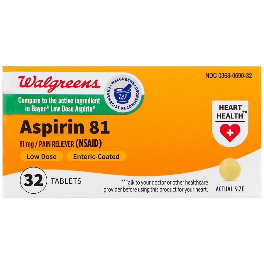 Walgreens Aspirin 81 mg Low Dose Enteric-Coated Tablets