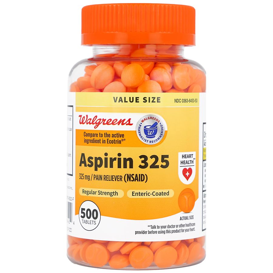 Walgreens Aspirin 325 mg Enteric-Coated Tablets Regular Strength