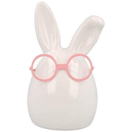 Festive Voice Bunny with Glasses Decor