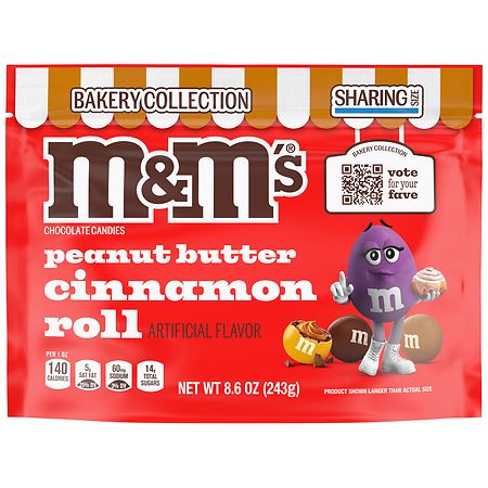 M&M's Peanut Butter Cinnamon Roll Chocolate Candy, Sharing Size, Resealable Bag