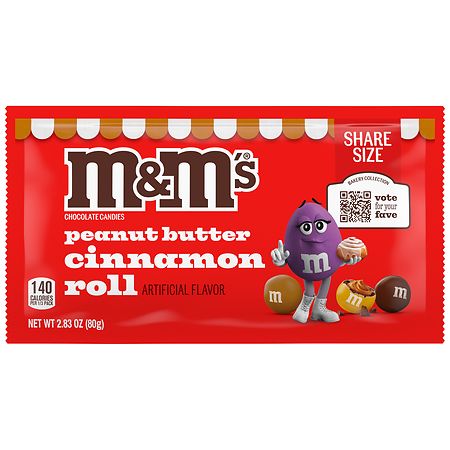M&M's Peanut Butter Cinnamon Roll Chocolate Candy, Share Size Bag