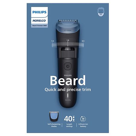 Philips Norelco Beard Trimmer 3000, Quick & Precise Trim, 100% Waterproof (BT3620/ 40) Black