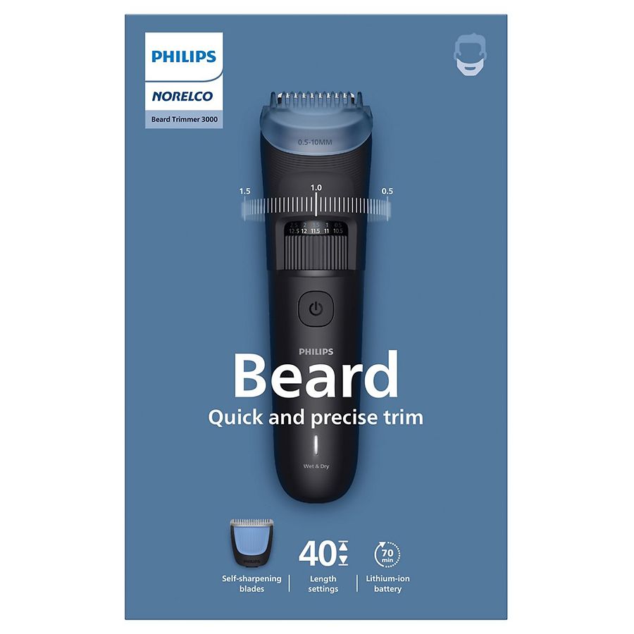 Philips Norelco Beard Trimmer 3000, Quick & Precise Trim, 100% Waterproof (BT3620/40) Black
