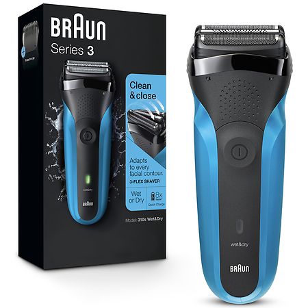 Braun Series 3 310s Rechargeable Wet & Dry Mens Electric Shaver Black With Blue