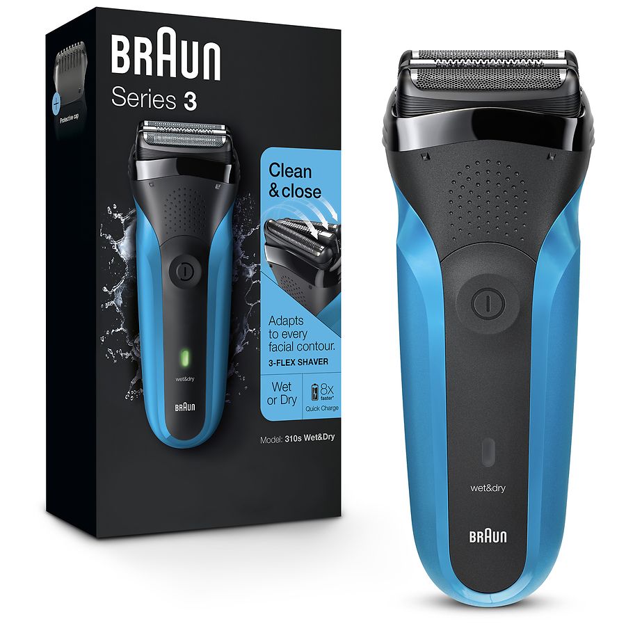 Braun Series 3 310s Rechargeable Wet & Dry Men's Electric Shaver Black with Blue