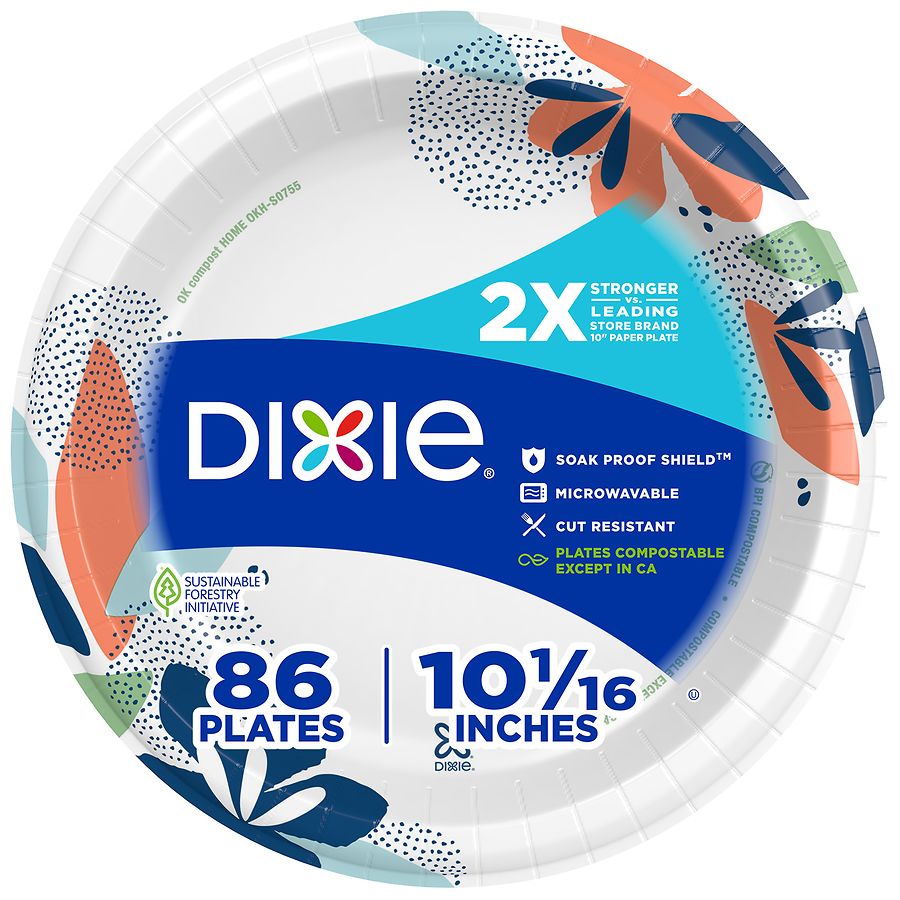 Dixie Printed Paper Plates 10 1/16 Inches