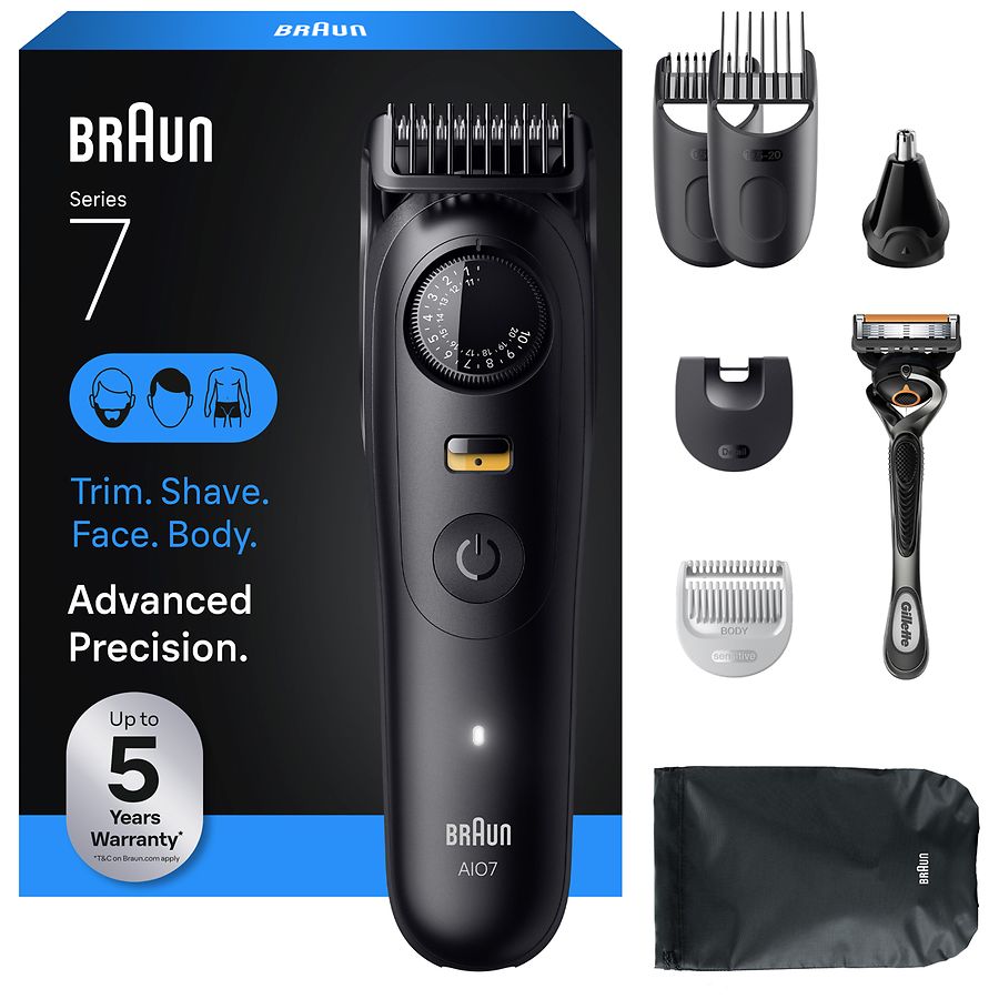 Braun All-in-One Series 7 Trimmer Kit, 40 Lengths, Sharp Metal