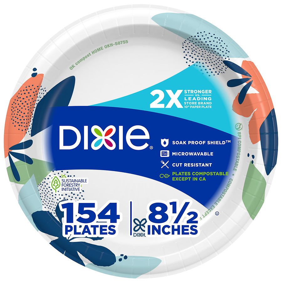 Dixie Printed Paper Plate 8 1/2 Inches