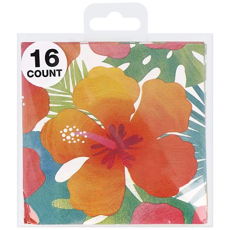 Festive Voice Beverage Napkins, Floral - 16.0 ea