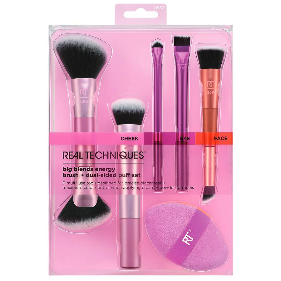 Real Techniques Big Blends Energy Brush + Dual-Sided Puff Kit