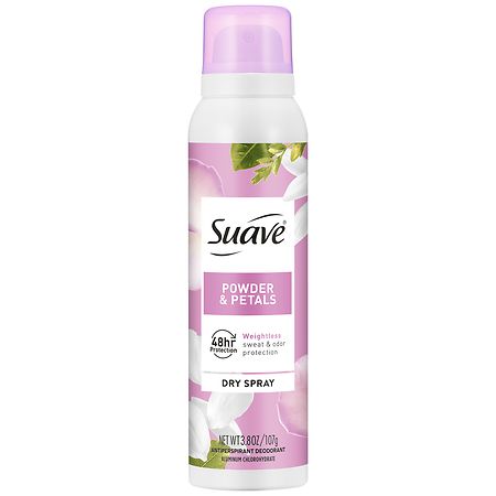 Suave Dry Spray Antiperspirant Deodorant, 48 HR Weightless Sweat & Odor Protection Powder & Petals