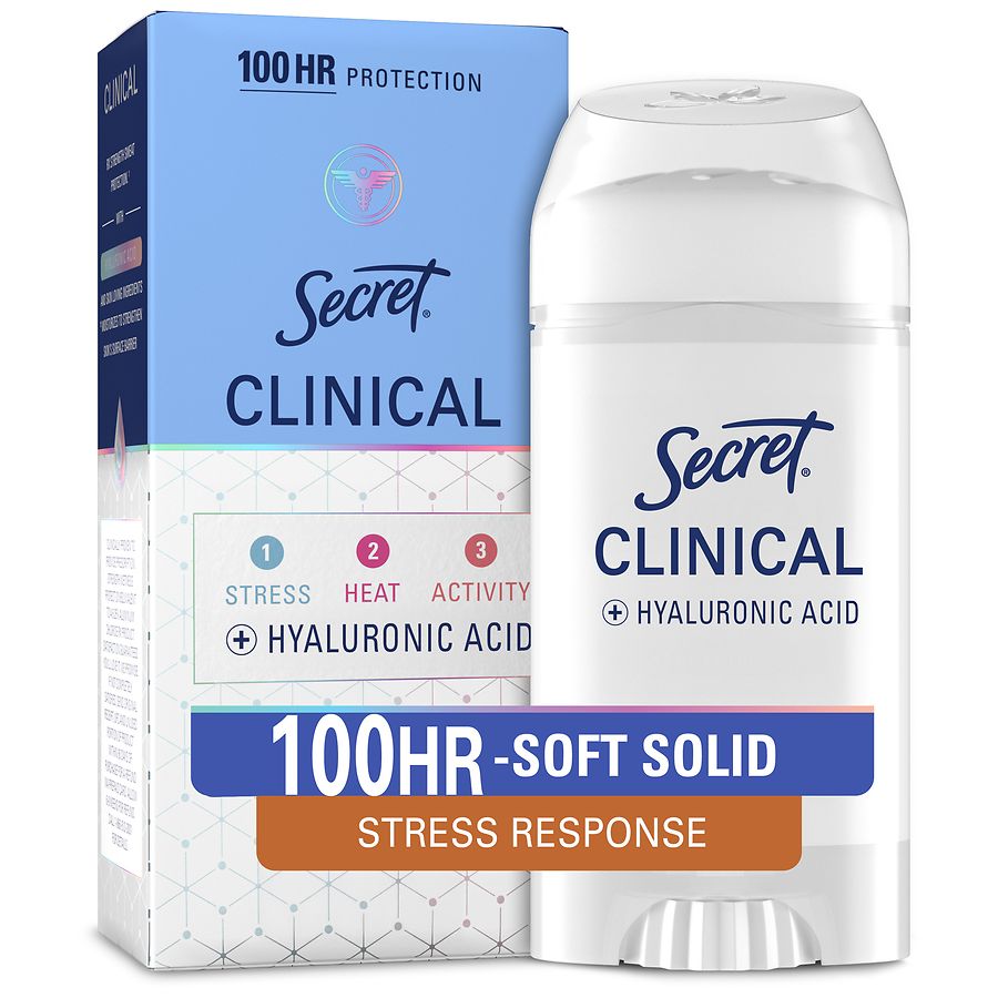 Secret Clinical Strength Antiperspirant Deodorant for Women, 100 Hour Sweat & Odor Protection Stress Response