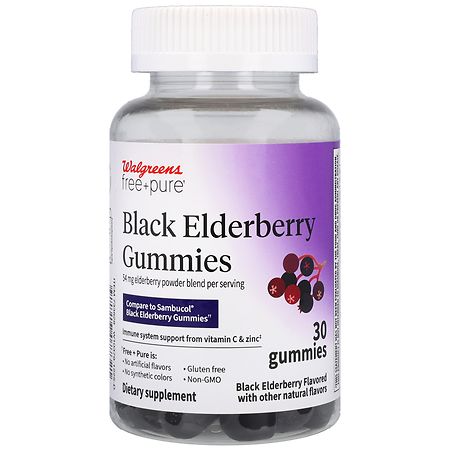 Walgreens Free & Pure Black Elderberry 54 mg Gummies - 30.0 ea