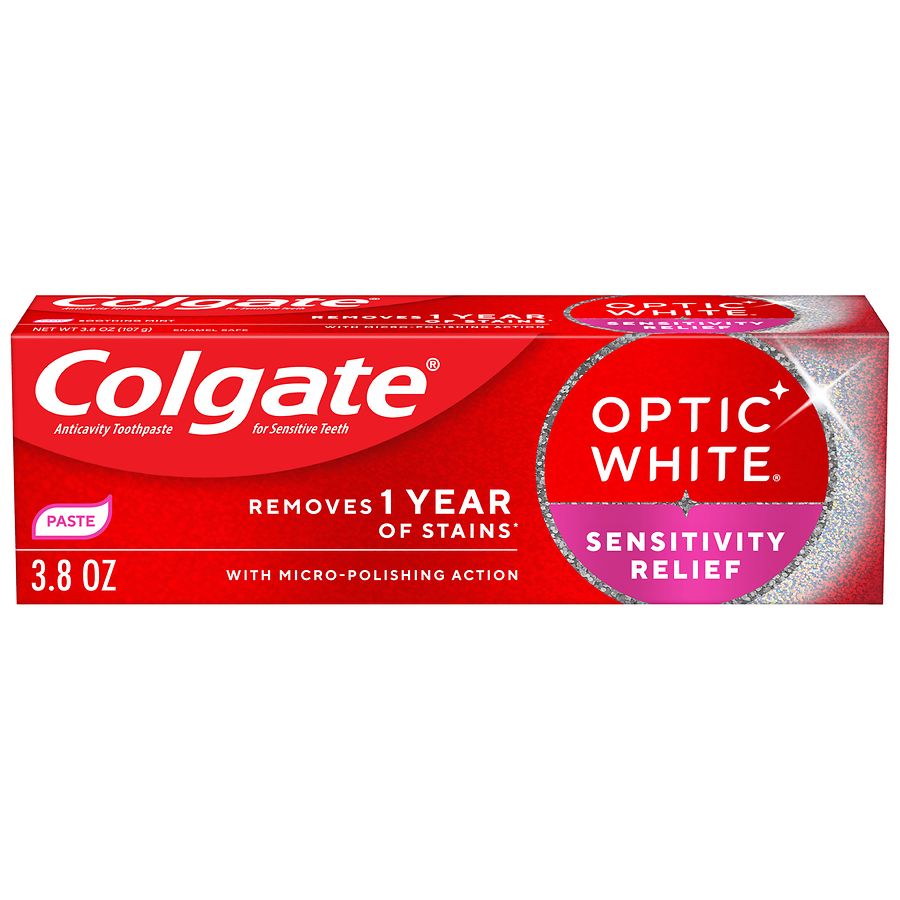 Colgate Optic White Sensitivity Relief Teeth Whitening Toothpaste Soothing Mint