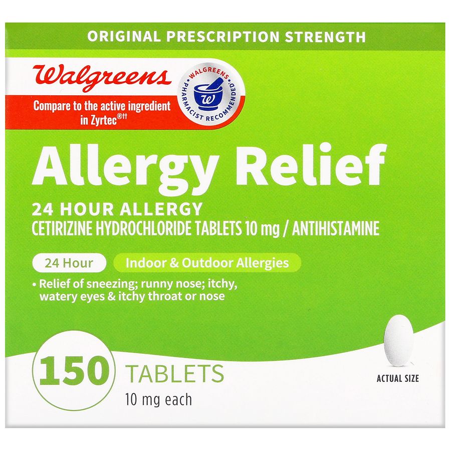 Walgreens 24 Hour Allergy Relief Cetirizine Hydrochloride 10 mg Tablets