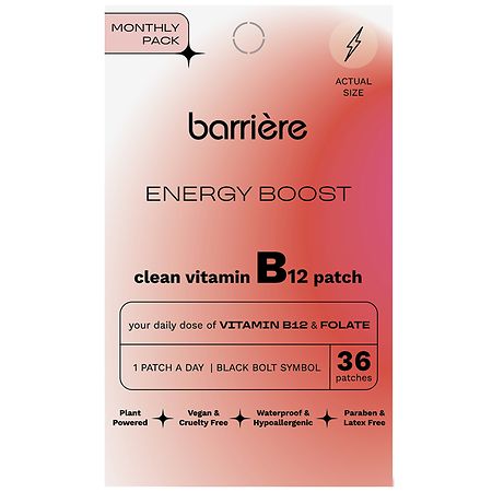 Barriere Energy Boost Clean Vitamin B12 & Folate Patches Black Bolt Symbol