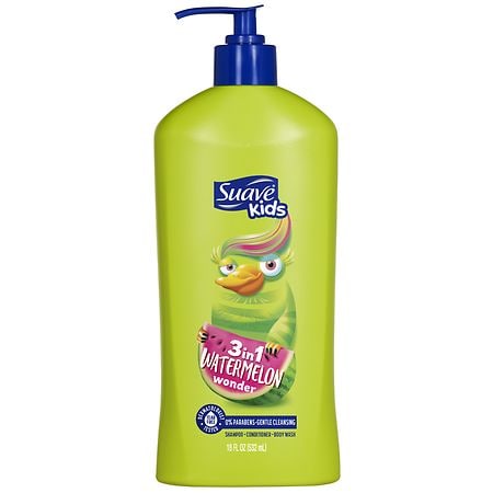 Suave Kids Kids 3 in 1 Shampoo, Conditioner & Body Wash, Gentle Tear-Free Formula Watermelon Wonder