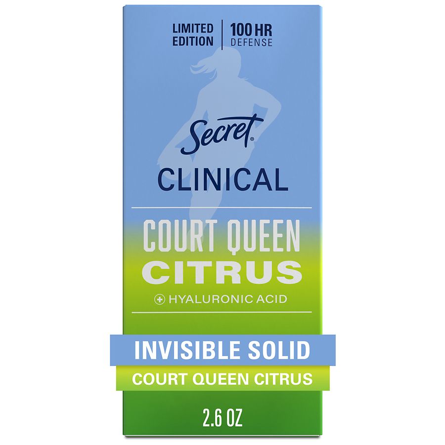 Secret Clinical Strength 100 Hour Hyaluronic Acid Antiperspirant Deodorant for Women Court Queen Citrus