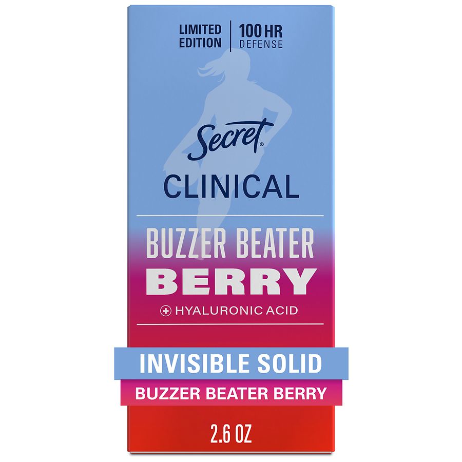 Secret Clinical Strength 100 Hour Hyaluronic Acid Antiperspirant Deodorant for Women Buzzer Beater Berry