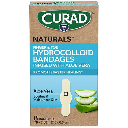 Curad Naturals Aloe Vera Hydrocolloid Bandages Finger/ Toe