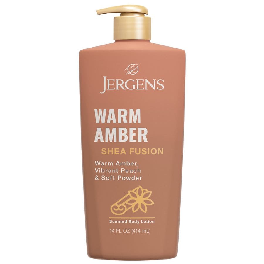 Jergens Shea Fushion Scented Body Lotion, Moisturizer Warm Amber