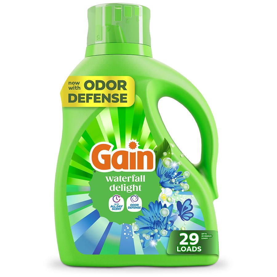 Gain Liquid Laundry Detergent, Now with Odor Defense Waterfall Delight