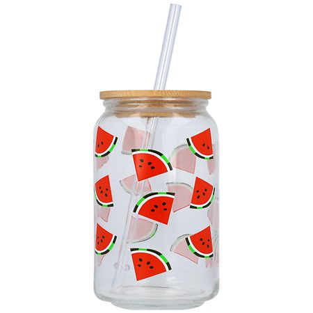Festive Voice Glass Tumbler Watermelon 166 fl oz  10 ea
