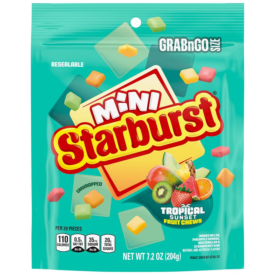 Starburst Mini Fruit Chews, Grab 'n' Go Bag Tropical Sunset, Mini
