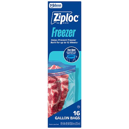 Ziploc Freezer Bags, Stay Open, Easy to Fill Gallon