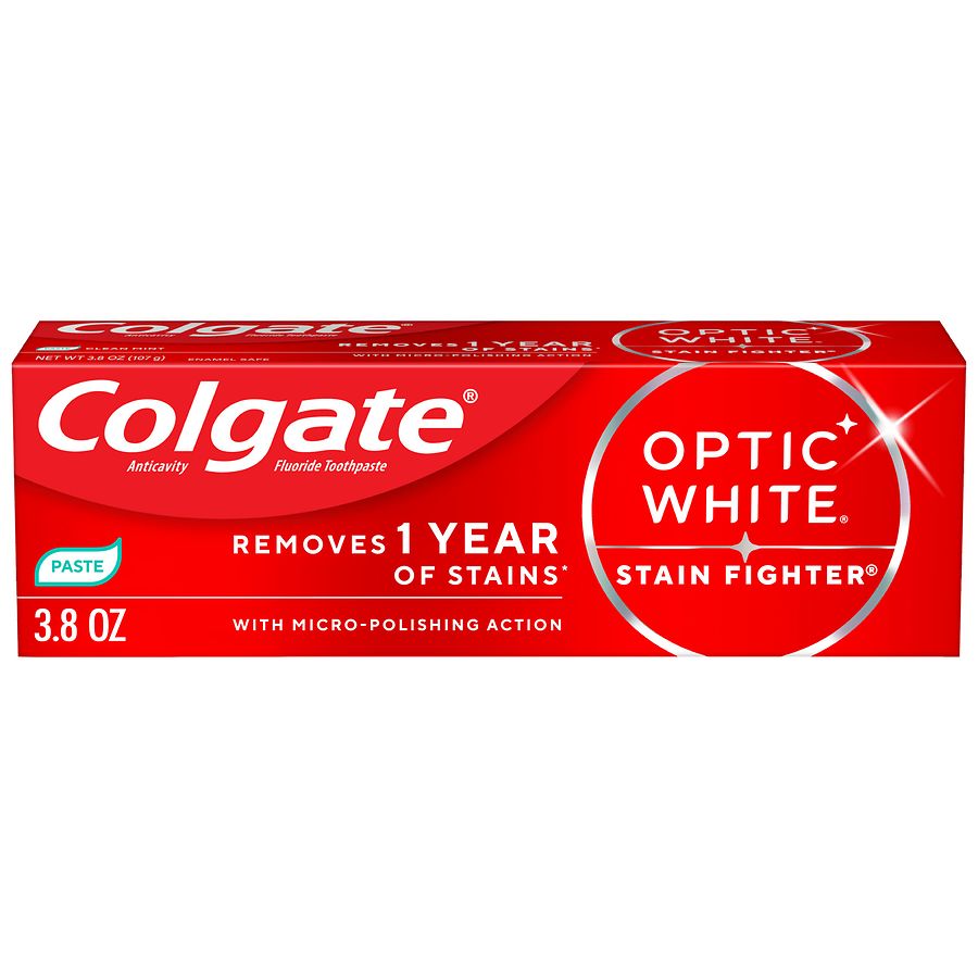 Colgate Optic White Stain Fighter Teeth Whitening Toothpaste Clean Mint