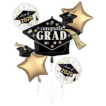 Helium Inflated Foil Balloon Class of 2026, Congrats Grad, Balloon Bouquet - 1.0 set