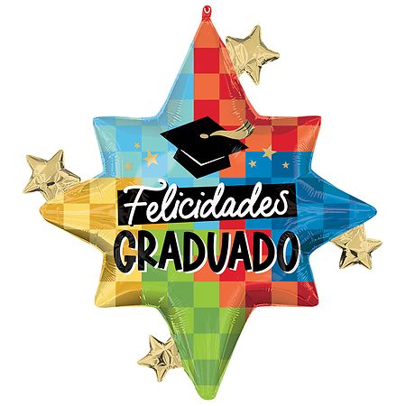 Helium Inflated Foil Balloon Felicidades Graduado Balloon 27 x 29 in - 1.0 ea