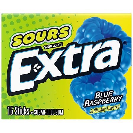 Extra Sours Sugar Free Chewing Gum Blue Raspberry