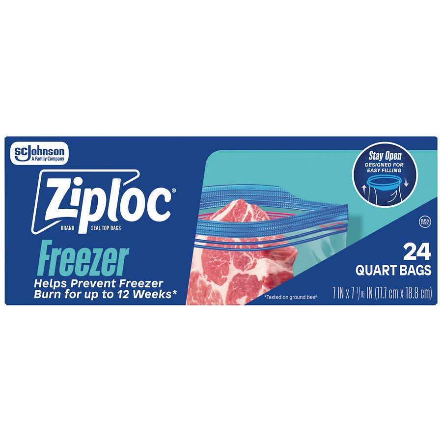 Ziploc Freezer Bags Stay Open Design Quart