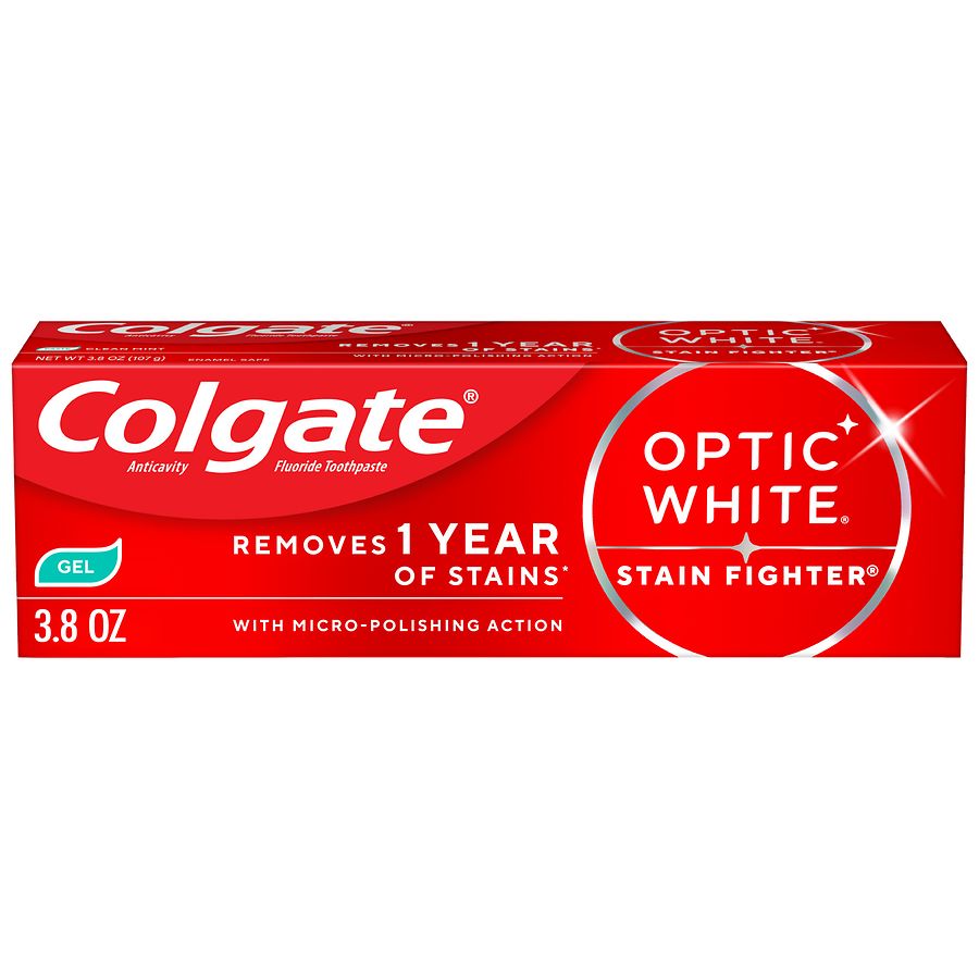 Colgate Optic White Stain Fighter Teeth Whitening Anticavity Toothpaste Gel Mint