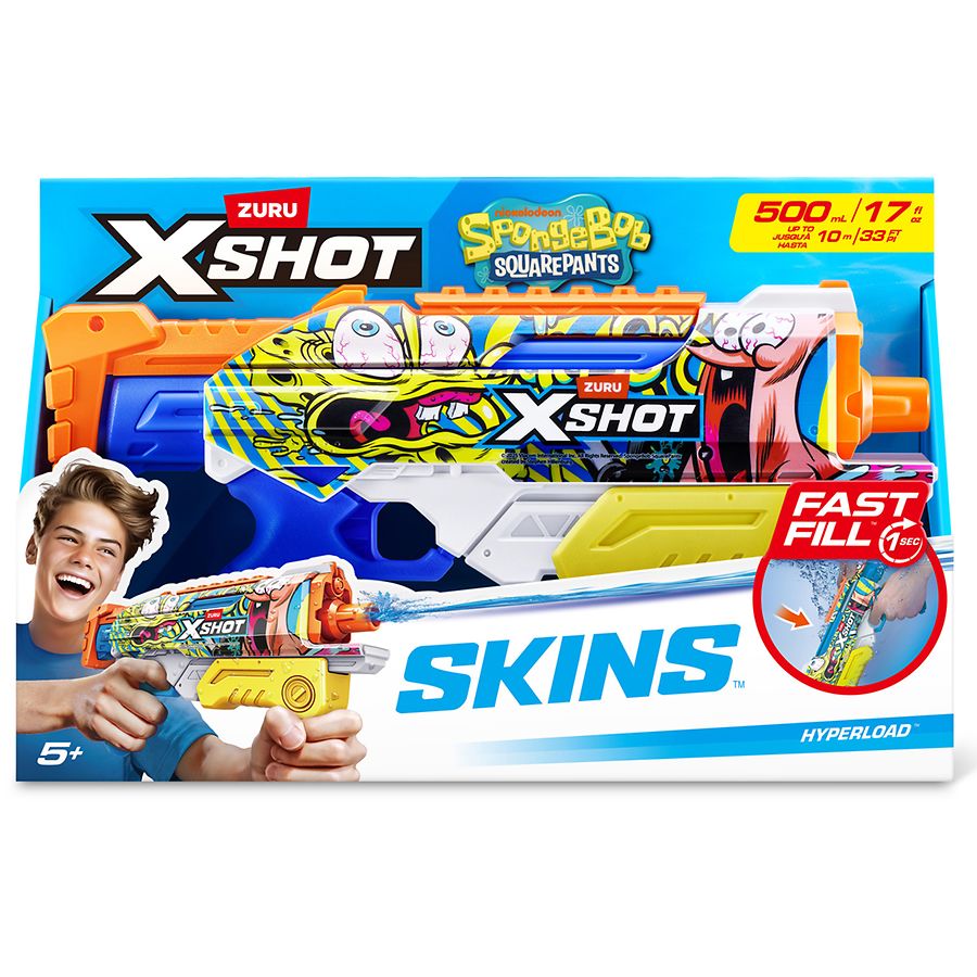 Zuru XSHOT Fast Fill Water Blaster, Spongebob Squarepants SKIN