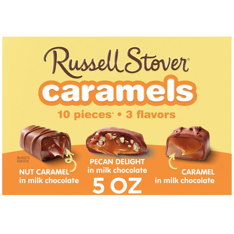 Russell Stover Assorted Caramels Milk Chocolate Candy Gift Box