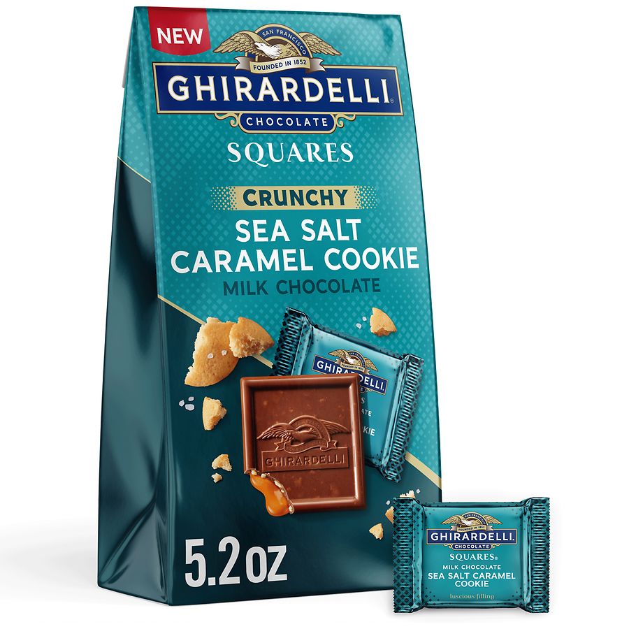 Ghirardelli Milk Chocolate Squares, Crunchy Sea Salt Caramel Cookie