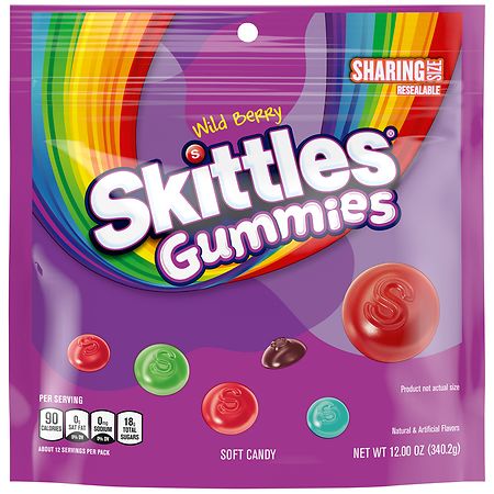 Skittles Gummies Soft Candy Sharing Size Resealable Bag Wild Berry - 12.0 oz