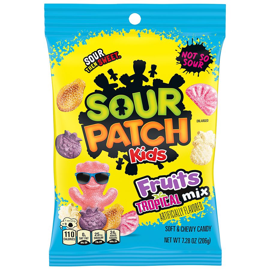 Sour Patch Kids Not So Sour Soft & Chewy Gummy Candy Tropical Mix