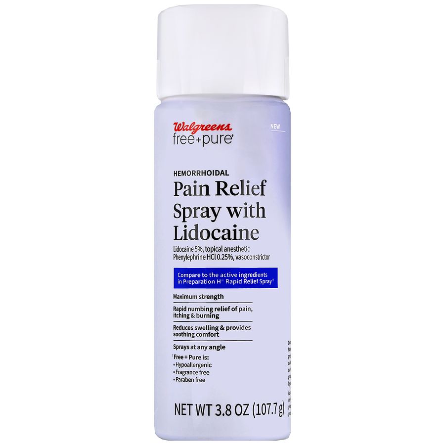 Walgreens Free & Pure Hemorrhoidal Pain Relief Spray with Lidocaine