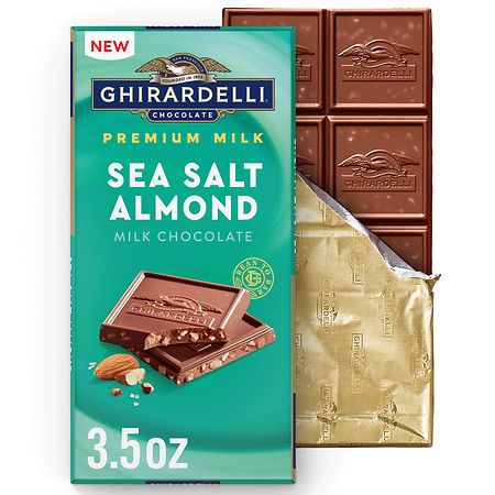 Ghirardelli Premium Milk Chocolate Sea salt Almond Bar, 3.5 oz | CVS