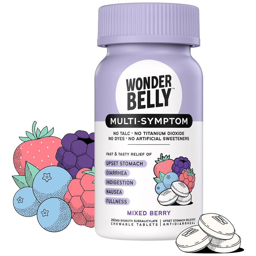 Wonderbelly Multi-Symptom Anti-Diarrheal Chewable Tablets Mixed Berry